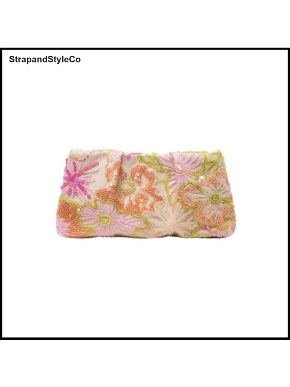 Floral Beaded Sequin Clutch Evening Bag Wedding Guest Purse
